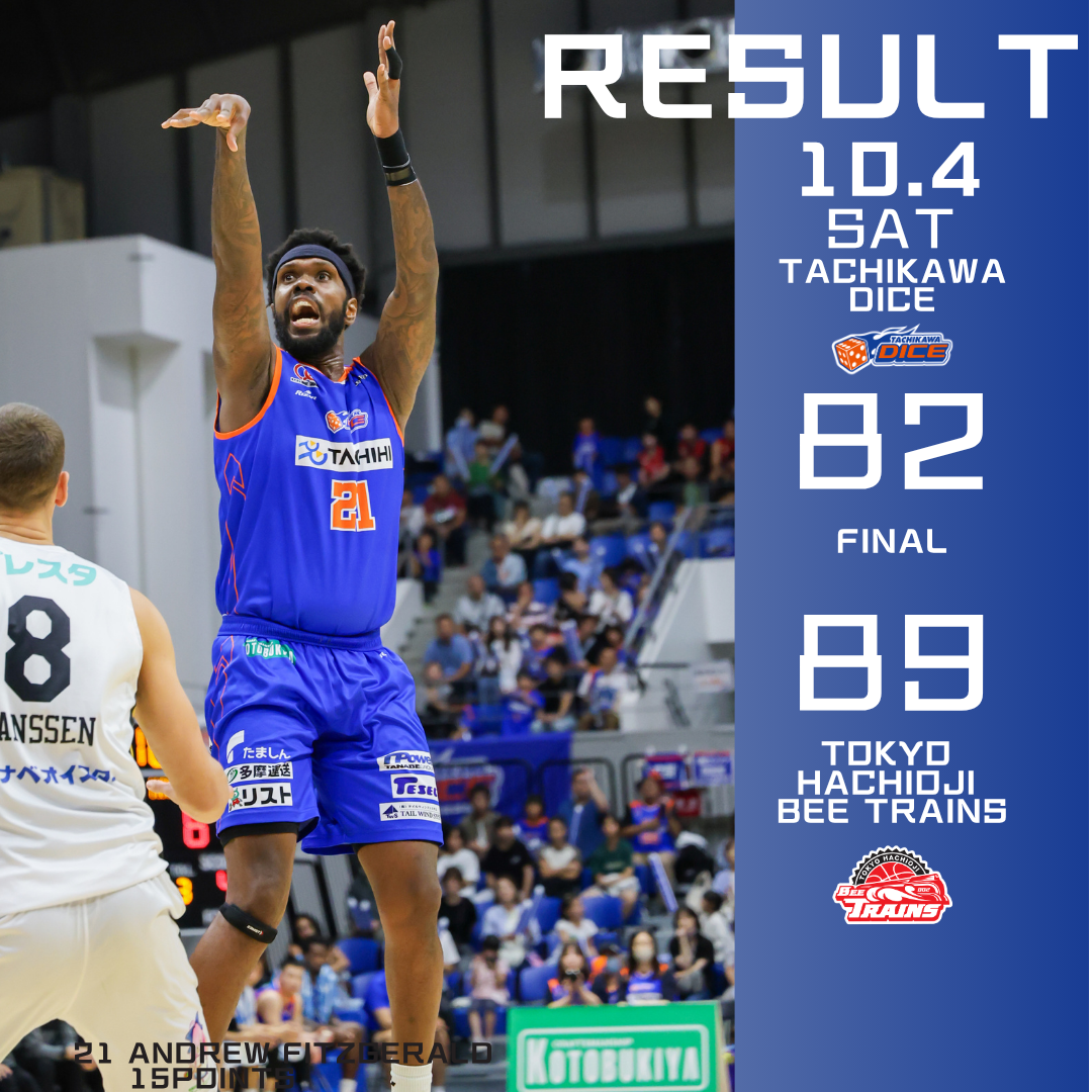 B3リーグ2025-26シーズン第2節 立川ダイスvs東京八王子ビートレインズ GAME1試合結果
