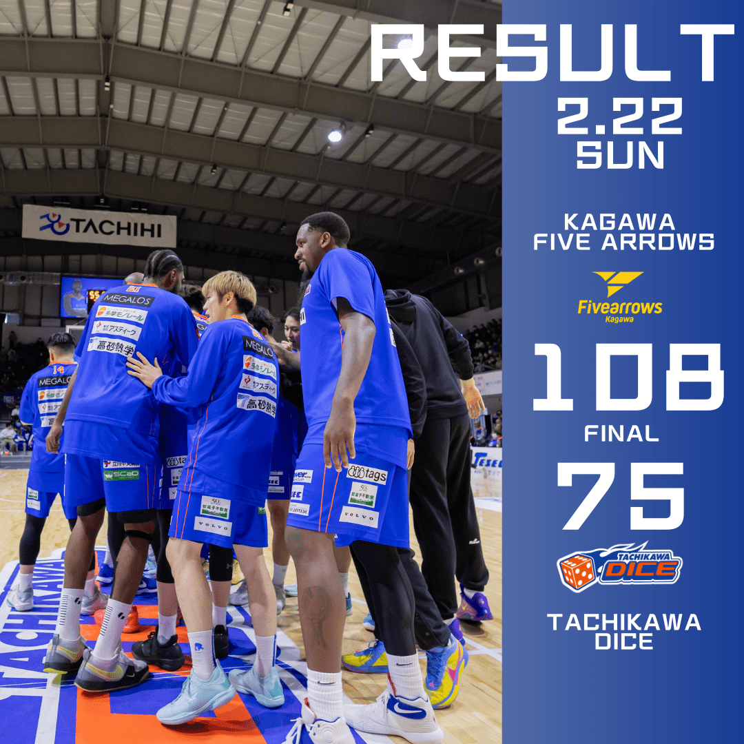 B3リーグ2025-26シーズン第21節 香川ファイブアローズvs立川ダイスGAME2試合結果