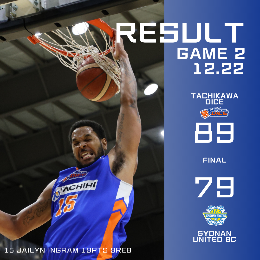 B3リーグ2024-25シーズン第13節 立川ダイスvs湘南ユナイテッドBC GAME2試合結果