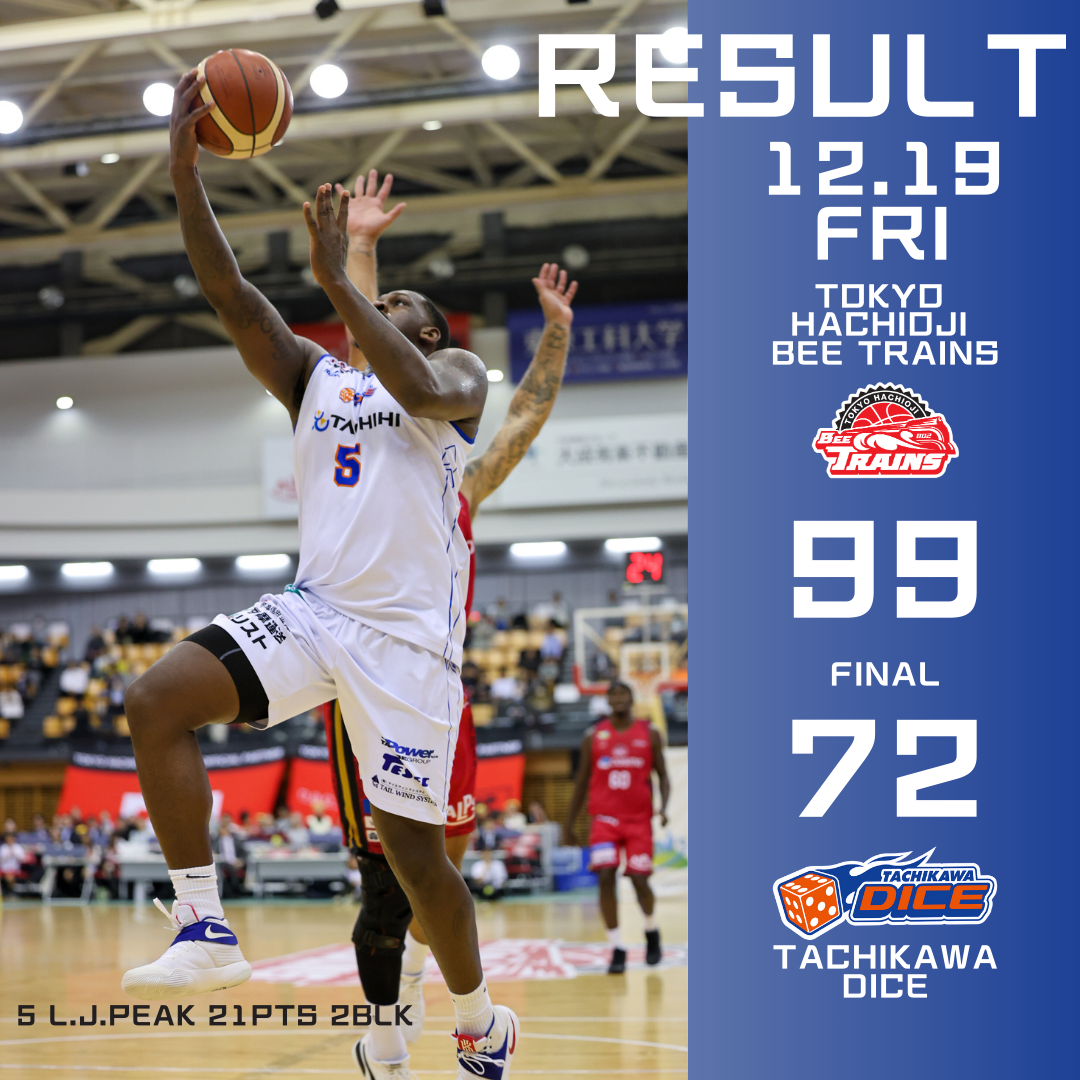 B3リーグ2025-26シーズン第13節 東京八王子ビートレインズvs立川ダイスGAME2試合結果